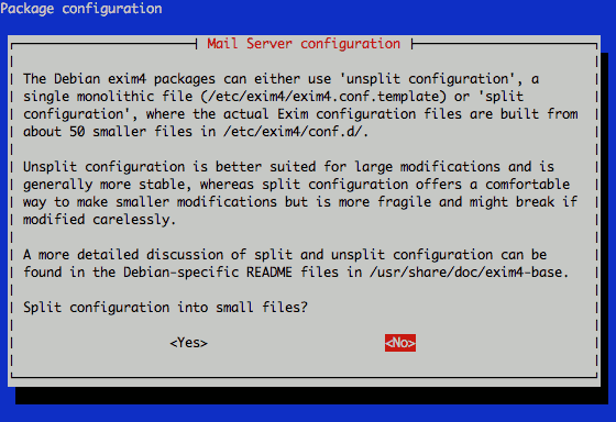 Exim config file splitting configuration on Ubuntu 11.04.